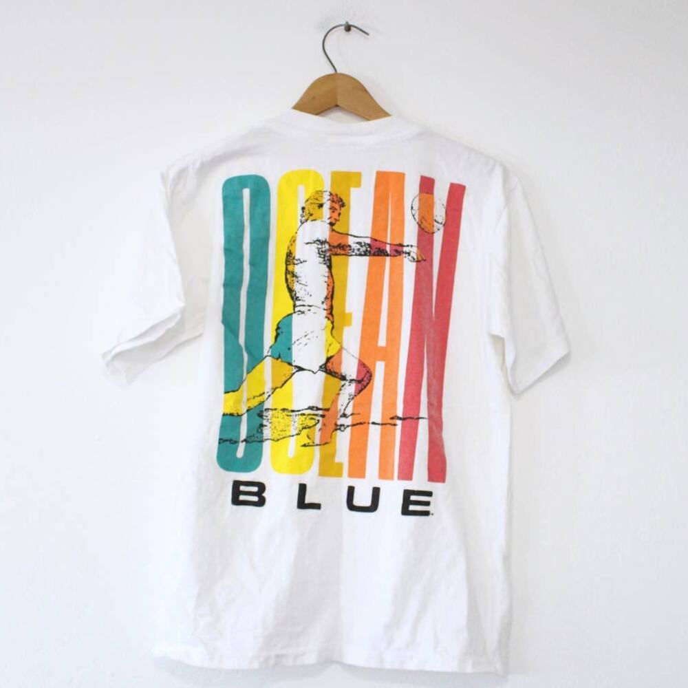 Vintage Ocean Blue Beach Volleyball T Shirt Large